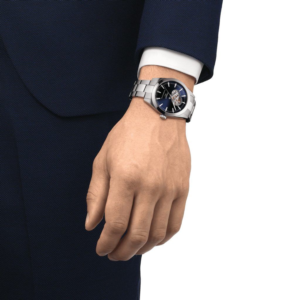 Tissot Gentleman Automatic Blue Open Heart 40MM T127.407.11.041.01 Juwelier van Willegen Den Haag Juwelier van Willegen