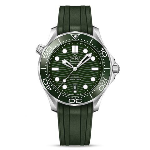 Omega Seamaster Diver 300M Steel Green Rubber Juwelier van Willegen Juwelier van Willegen