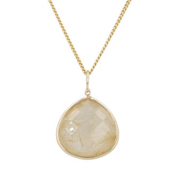 Sundrops | Pendant 14 Carat Yellow gold | Rutilated Quartz 20 x 20 mm