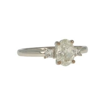 W | Diamond Ring White Gold |Oval and Prinses cut 1.14ct