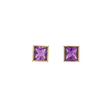Sundrops | Ear studs Yellow Gold | Amethyst