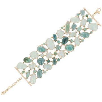 Unique Piece | Pink Gold Bracelet | Diamonds - Tourmaline - Aquamarine