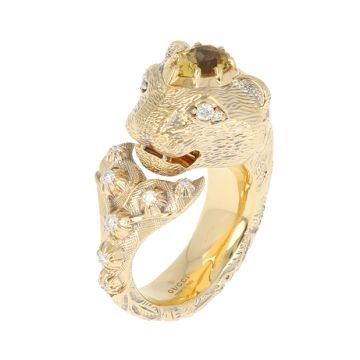 Gucci Tiger Ring | 18kt Yellow Gold | Diamonds