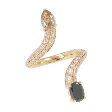 Unique Piece | Pink Gold Ring | Diamond Snake