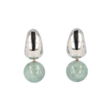 Varivello Creool Aanhanger Jade bol cabochon 14kt Witgoud