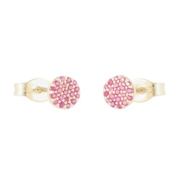 Yeva | Ear studs Yellow Gold | Ruby Pavé