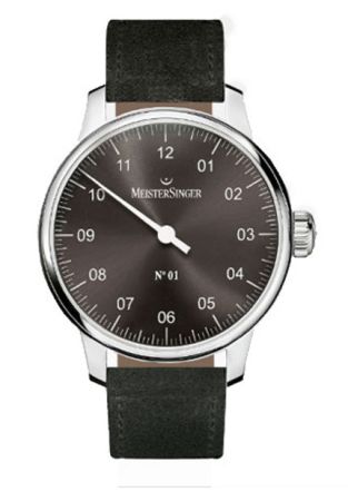 Meistersinger N°01 AM3307, 43mm, Antraciet Wijzerplaat, Stalen kast