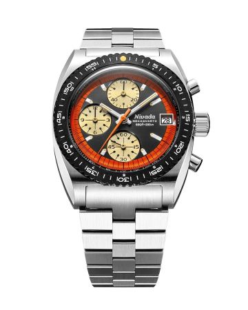 Nivada Grenchen Chronosport Mecaquartz Orange/Black Steel | 38mm 77004Q45
