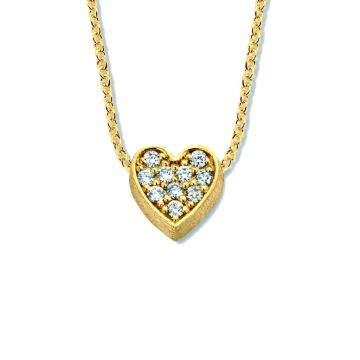 Minitials One Pavé Heart Necklace | 18ct Gold