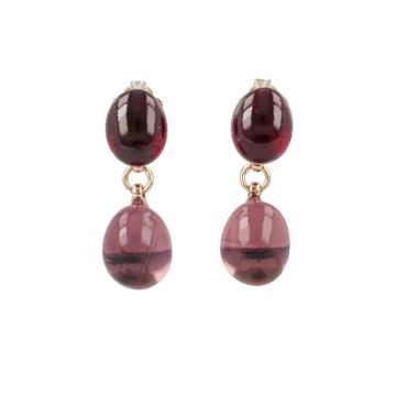 Sundrops | Earstuds 14 Carat Pink Gold | Rhodolite Garnet & Amethyst