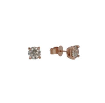 W | Champagne Diamond Ear studs Pink Gold | 2.00ct
