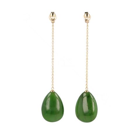 Sundrops | Earstuds Yellowgold Jade