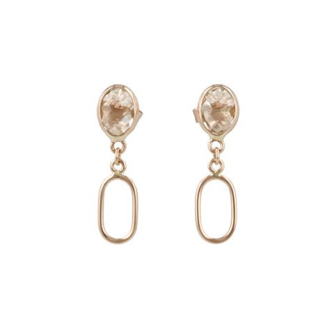Gioia | Earrings 14 Carat Pink gold | Green Amethyst & Link