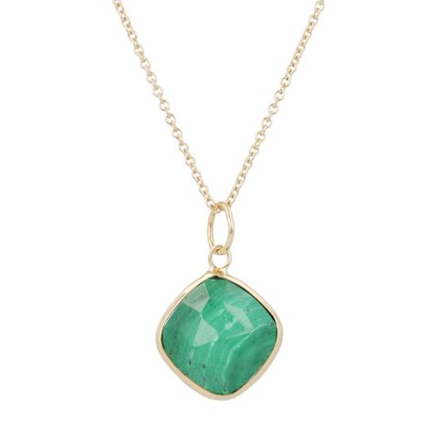 Sundrops | Pendant 14 Carat Yellow gold | Malachite 15 x 15 mm