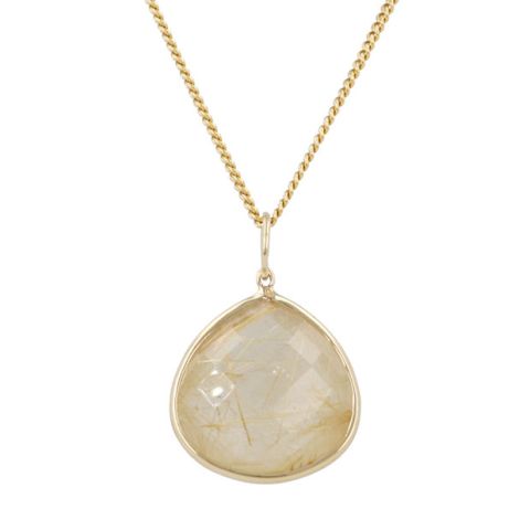 Sundrops | Pendant 14 Carat Yellow gold | Rutilated Quartz 20 x 20 mm