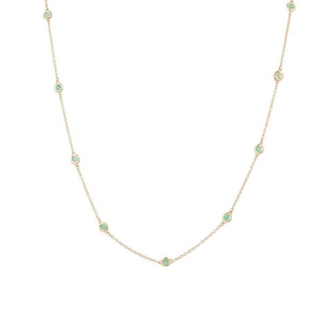Gioia | Necklace 14 Carat Yellow gold | Emeralds 2 mm