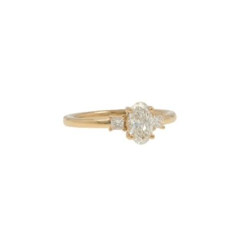 W | Diamond Ring Yellow Gold |Oval and Prinses cut 0.82ct