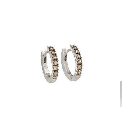 Varivello Fine Line | White Gold Earrings | Brown Diamonds