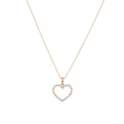 Yeva | Pendant 14 Carat Pink Gold | Diamond Heart