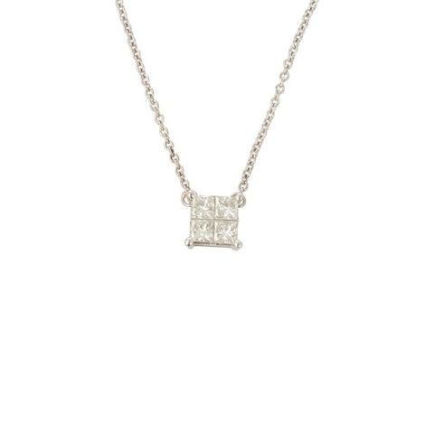 Lux | Necklace Princess Diamonds 14 Carat White Gold | Diamonds 0,52ct