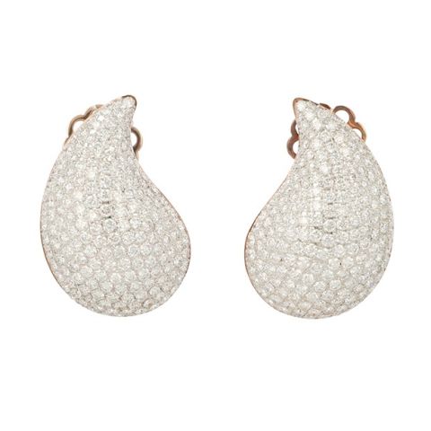 Unique Piece | Pink Gold Earrings | Diamond Pavé
