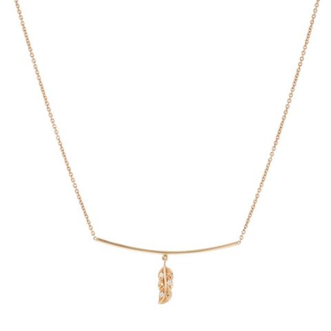 Yeva | Pink Gold Necklace | Diamond Feather 39300