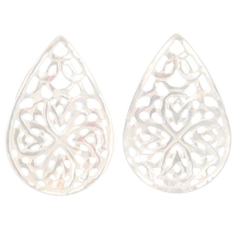 Varivello Pendants mother of pearl white ajour | 50 x 35 mm