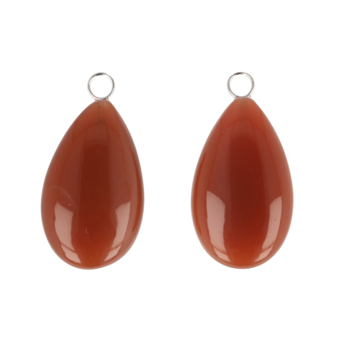 Varivello Creool Aanhanger Maansteen bruin druppel cabochon 18kt Witgoud