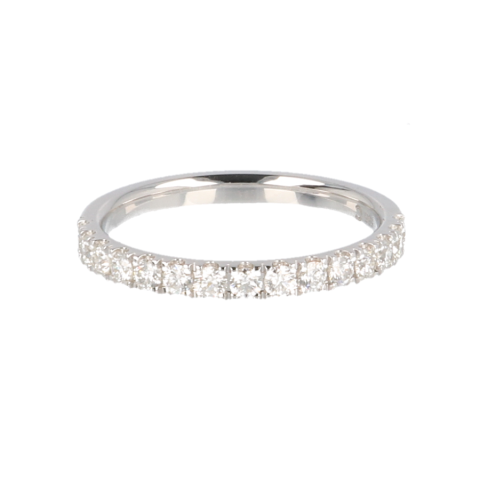 14krt witgouden ring half alliance met 15 diamanten