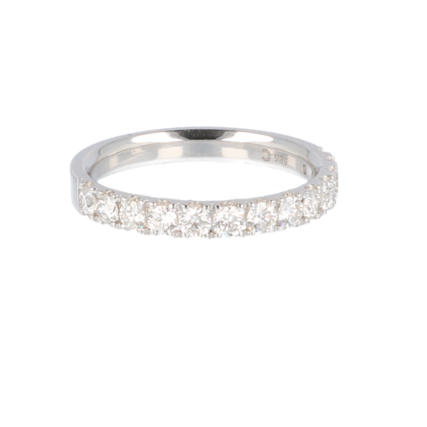 14krt witgouden ring half alliance met 13 diamanten