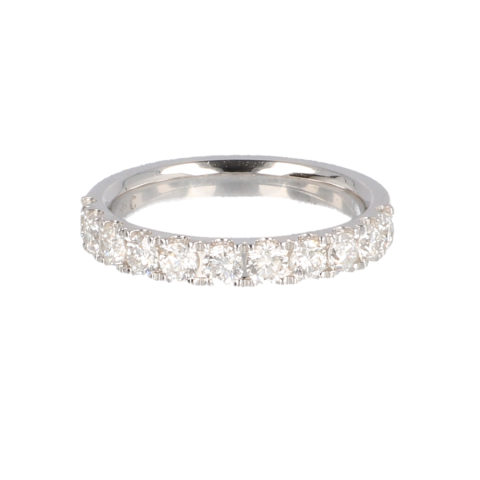 14krt witgouden ring half alliance met 11 diamanten