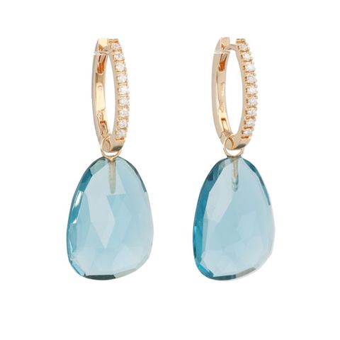 Varivello Set | Pink Gold Fine Large Diamonds | London Blue Topaz 20 x 15 mm