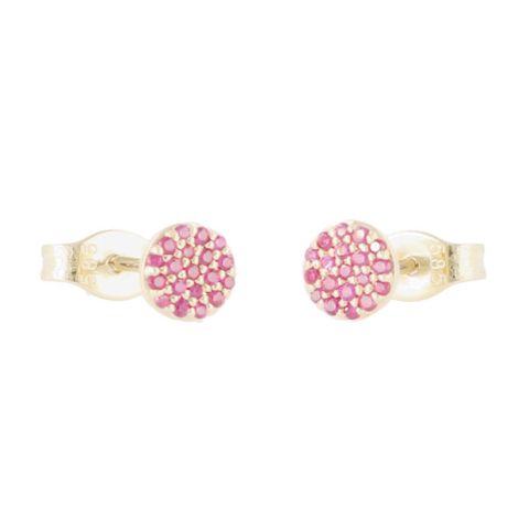 Yeva | Ear studs Yellow Gold | Ruby Pavé