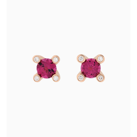BRON | Phlox Earrings | Diamonds - Rhodolite