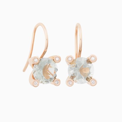 BRON | Phlox Earrings | Diamonds - Lemon Quartz 8mm