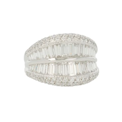 Unique Piece | Platinum Ring | Diamonds Baguettes - Brilliant