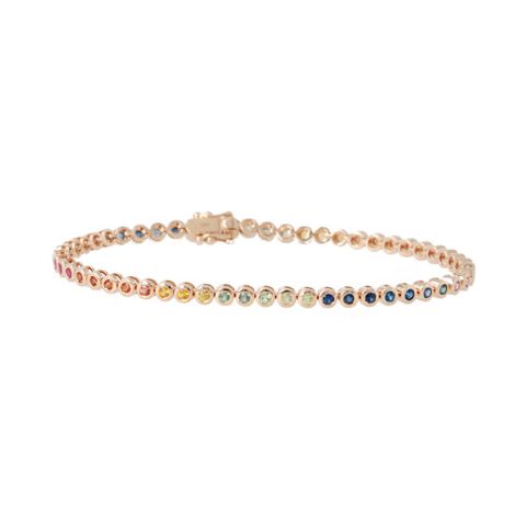 Yeva | Tennis Bracelet 14 Carat Pink Gold | Rainbow Sapphire