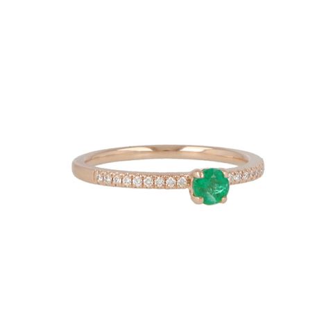 Yeva | Ring 14 Carat Pink Gold | Emerald Diamond