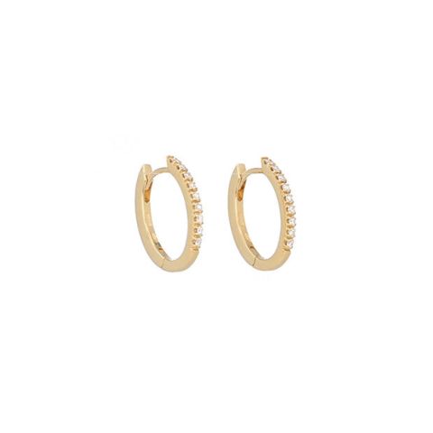 Varivello Fine Line | Yellow Gold Earrings | Small Diamonds 0.20ct