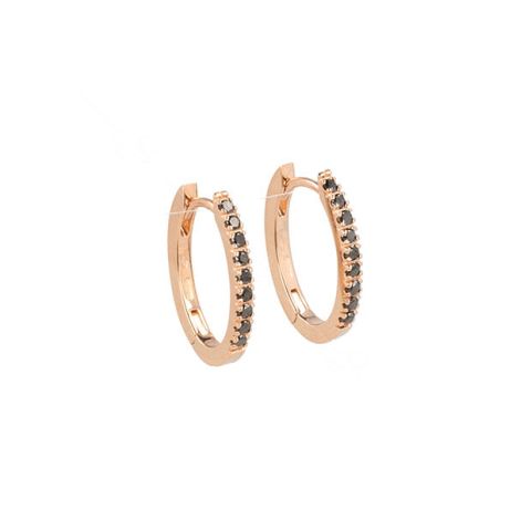 Varivello Fine Line | Pink Gold Earrings | Large Black Diamonds 0.26ct