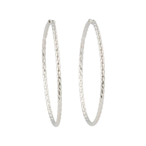 Dot | Earrings 14 Carat White Gold | Twisted Ø40 mm