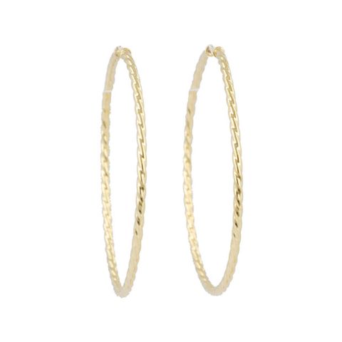 Dot | Earrings 14 Carat Yellow Gold | Twisted Ø40 mm