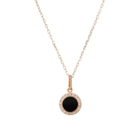Sundrops | Necklace 14 Carat Pink Gold | Diamond Onyx