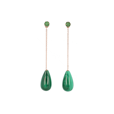 Sundrops and Yeva | Emerald Earstuds with Pinkgold Malachite