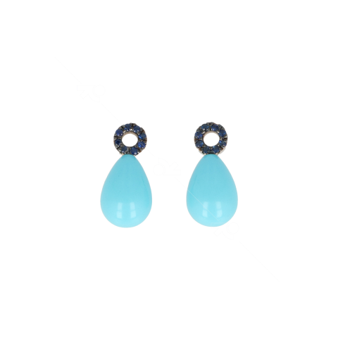 Varivello Pendants | Turquoise & Blue Sapphire | 14 x 10 mm