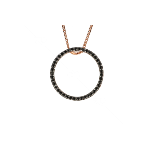 Yeva | 14carat Pinkgold Pendant| Black Diamond Circle