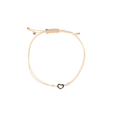 Kek | Bracelet 14 carat Pinkgold Heart | Beige