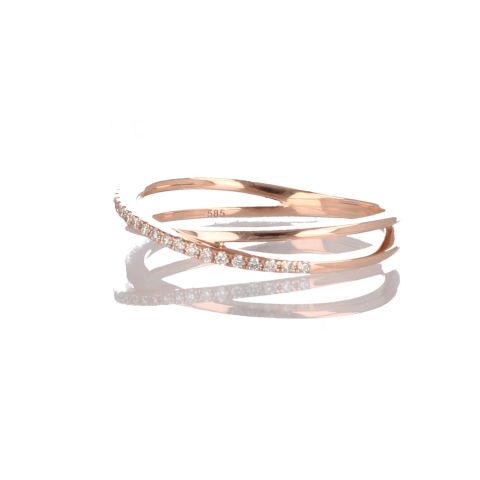 Kek | Ring Pink Gold 14 Carat | Diamond 0,08ct