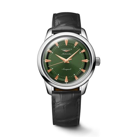 Longines Conquest Heritage Green Leather | 38mm L1.649.4.02.2