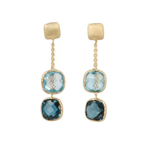 Sundrops | Earrings 14 Carat Yellow gold | London Blue Topaz